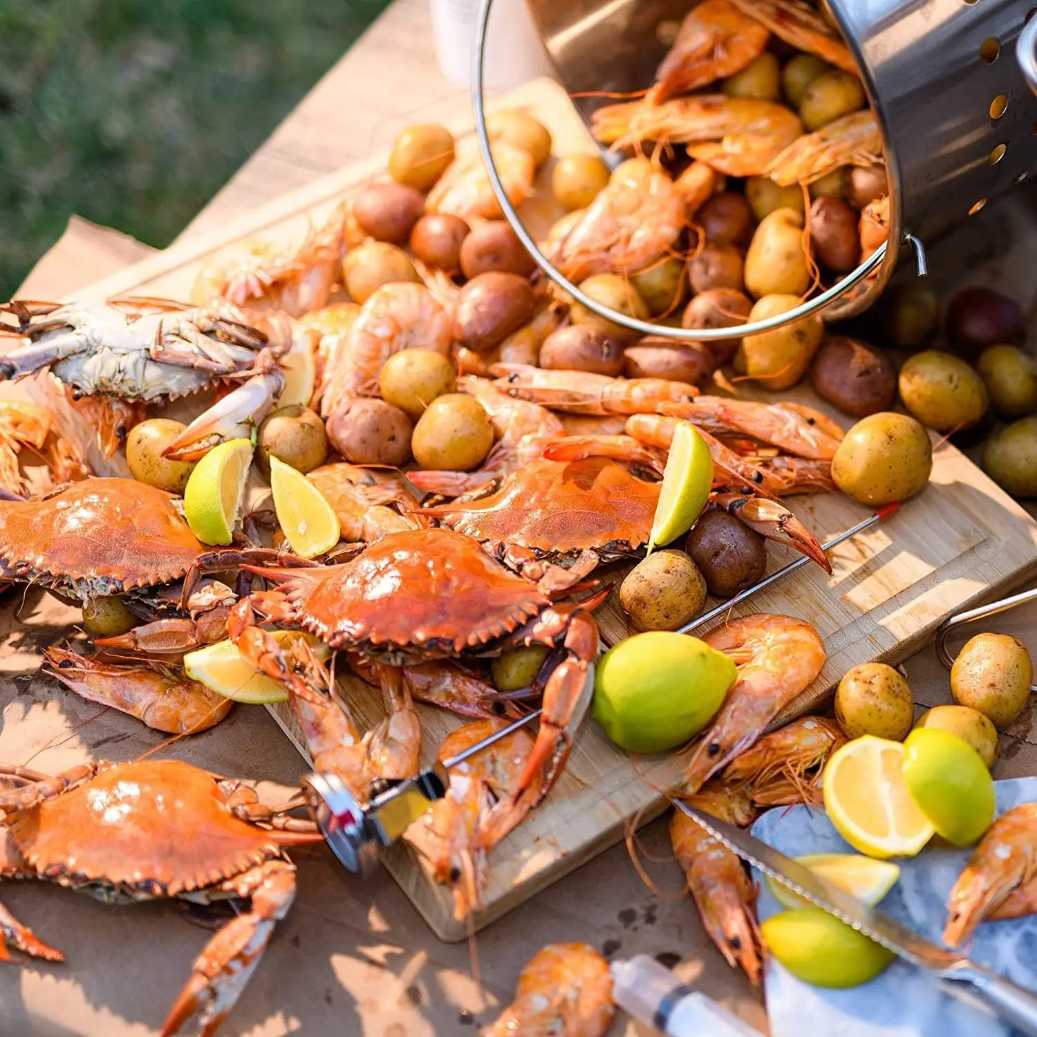 propane 30QT Turkey Fryer & 10QT Fish Fryer Kit w/ 55,000BTU Propane Stove, Outdoor Deep Fryer & Seafood Boiler Steamer