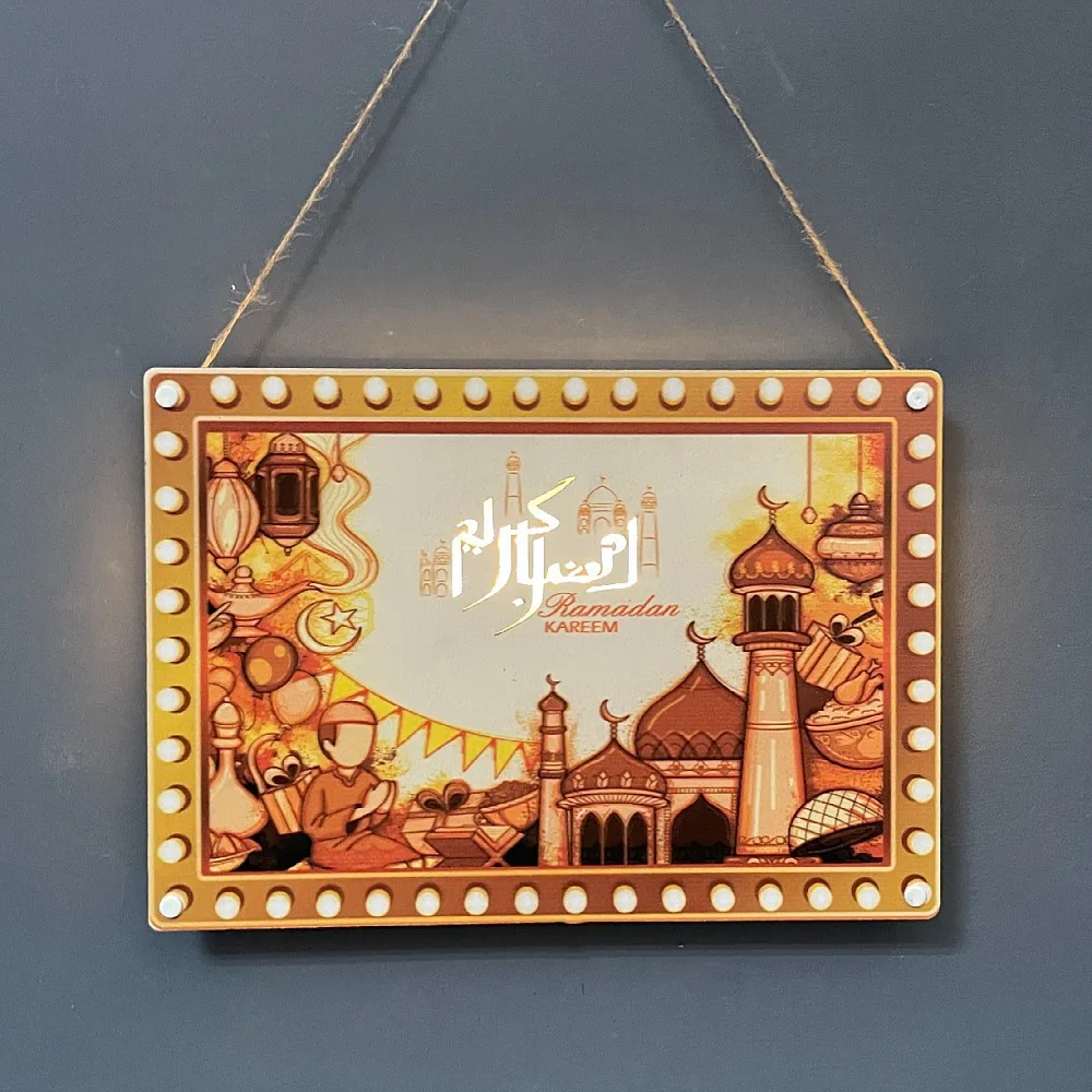 Ramadan Decorations Crafts LED Murals Hanging Pictures Palace Lantern Eid Mubarak Wall Ornament Islamic Muslim Party Decorations