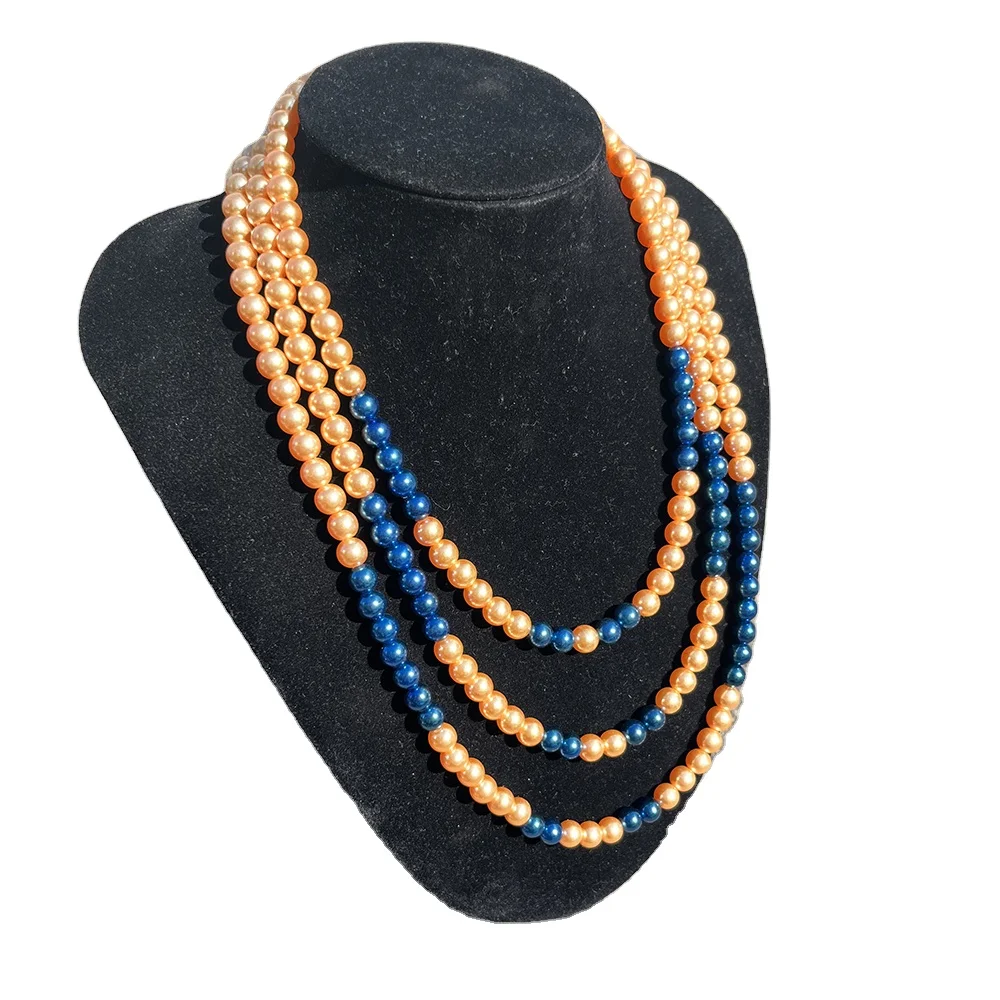 Custom Handmade Three Rows Chokers Greek sorority Organization Greece Letters Sigma Gamma Rho Pearl Necklaces
