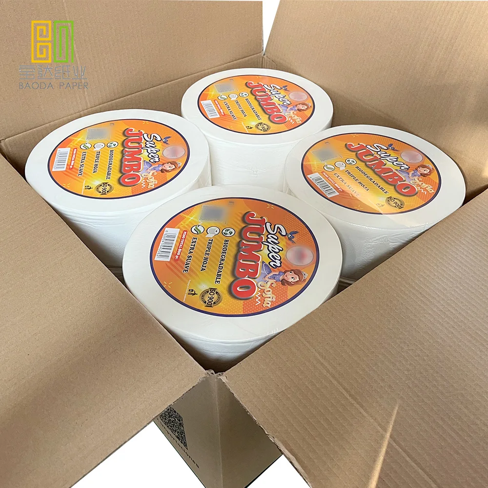 Roll Tissue Paper Papier Hygienique 2ply 3 ply 200 Meters Toilet Tissue Jumbo Roll Paper