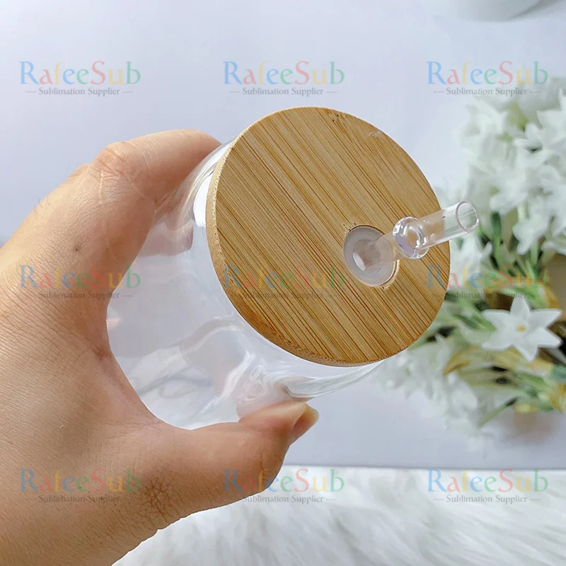 USA Warehouse 16oz 16 oz Clear Frosted Blanks Sublimation Tumbler Mug Cup 16 Ounce Beer Glass Can with Bamboo Lids and Straw