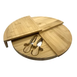 Складная бамбуковая доска для сыра с 2 ножами, в качестве компактного клина диаметром 13 дюймов