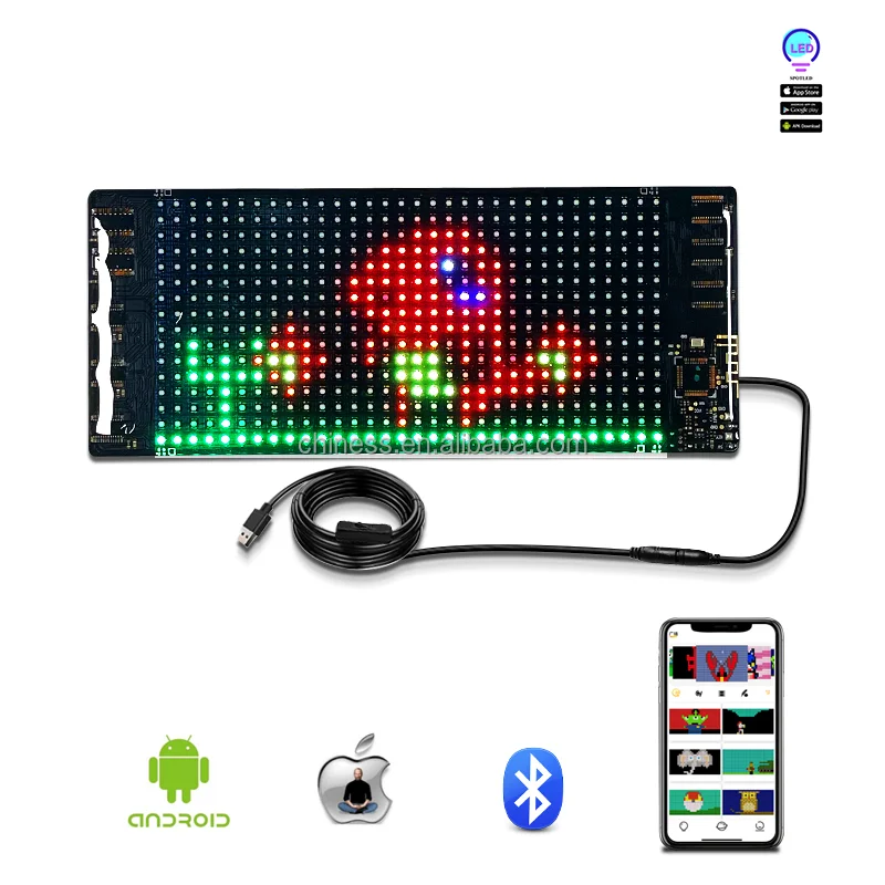 Rechargeable Flexible Programmable Hanging LED Display Light Up Moving Messages LED panels for car windows or store