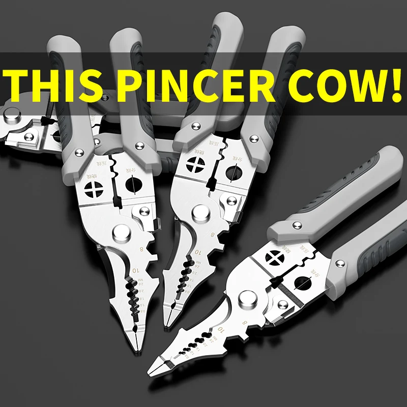 Special tools for electricians: multifunctional pliers, wiring pliers, universal wire and cable scissors, wire pressing pliers.