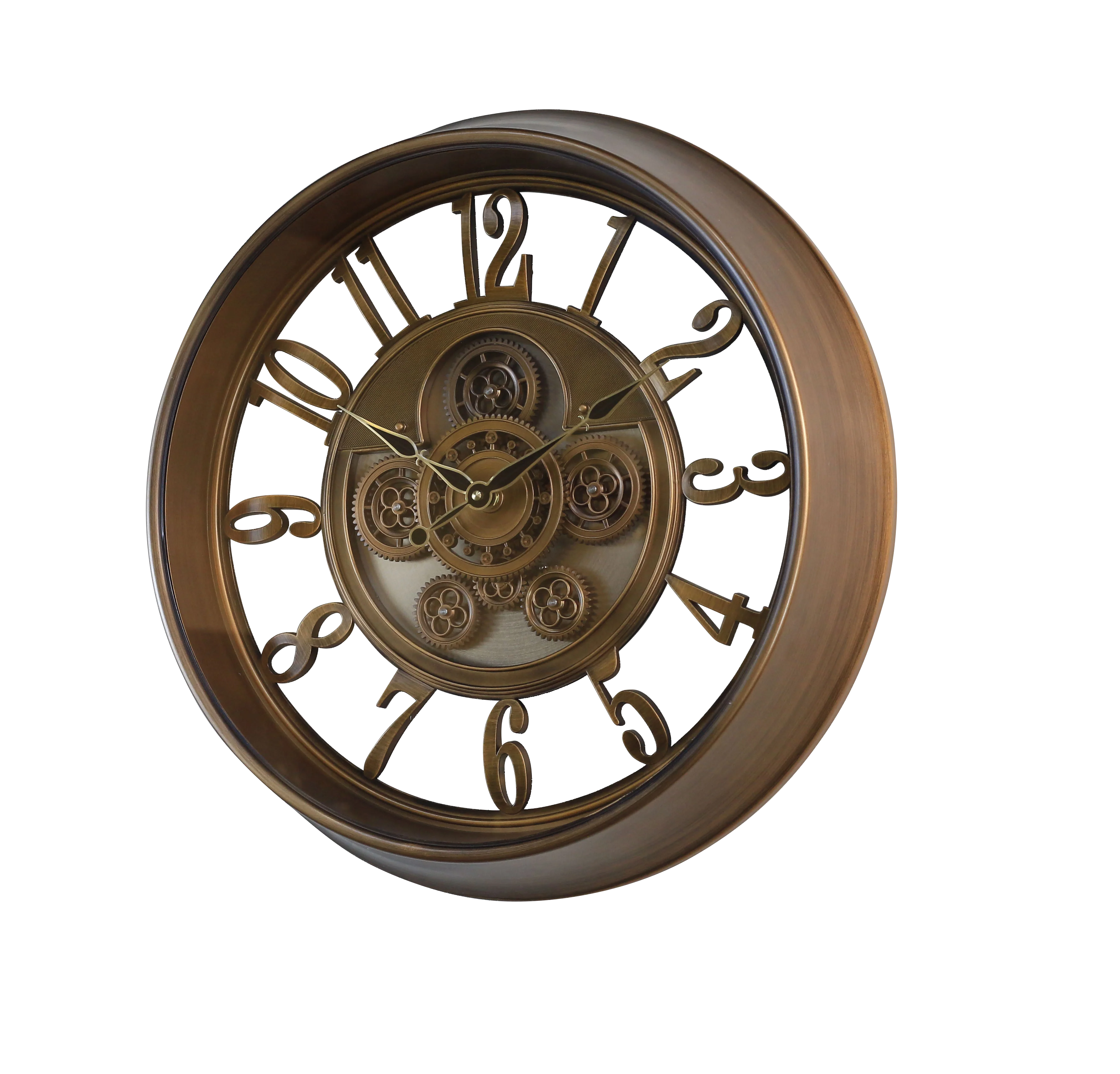5030B Real Moving Gears Large Decorative Wall Clock Battery Operated Rustic Style Wall Clock