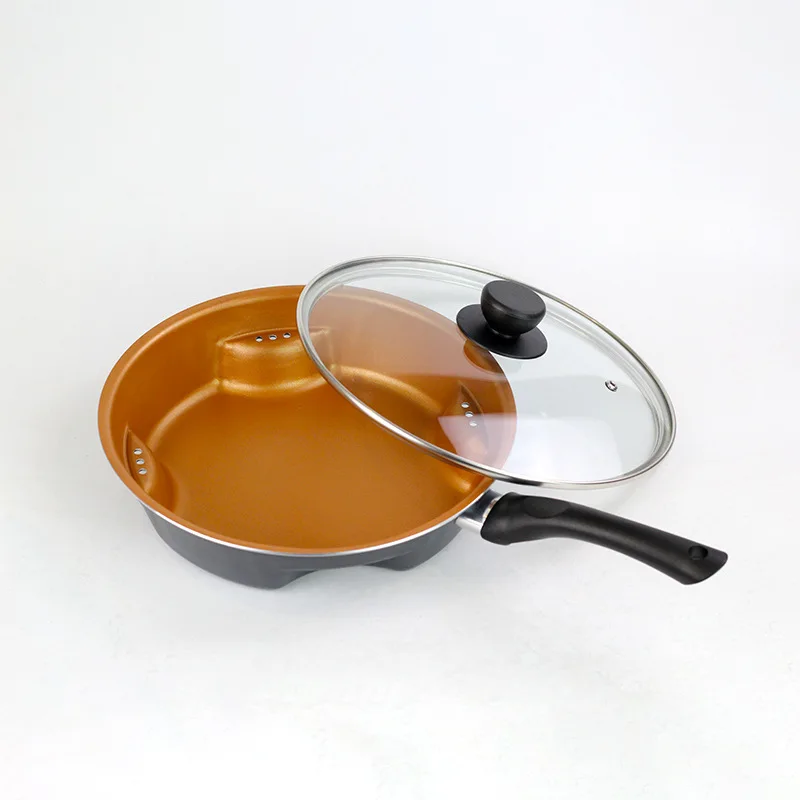 Non Stick Copper Coating air fry pan high quality double bottom non