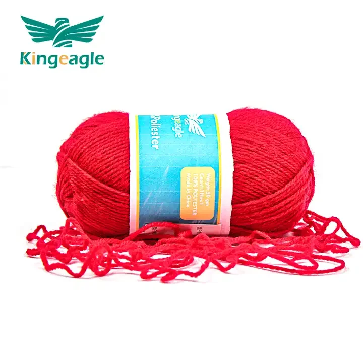 Kingeagle Wholesaler Direct Sale 100%Polyester Fabric Red Wool Sweater Hand Knitting Yarn