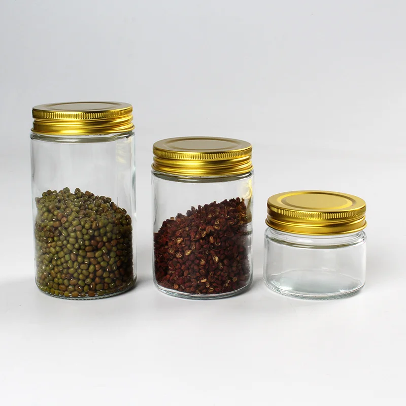 Aluminum lid thickened transparent food sealed jar Plastic packaging bottle hot sauce bottle Honey bottle PET jar with lid