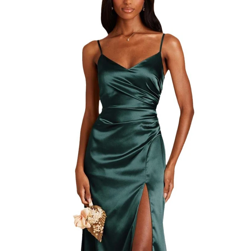 Cowl Neck Satin Gown Mermaid Skirt Bridesmaid Gowns Emerald Green Bridesmaid Dresses Green Wedding Dresses