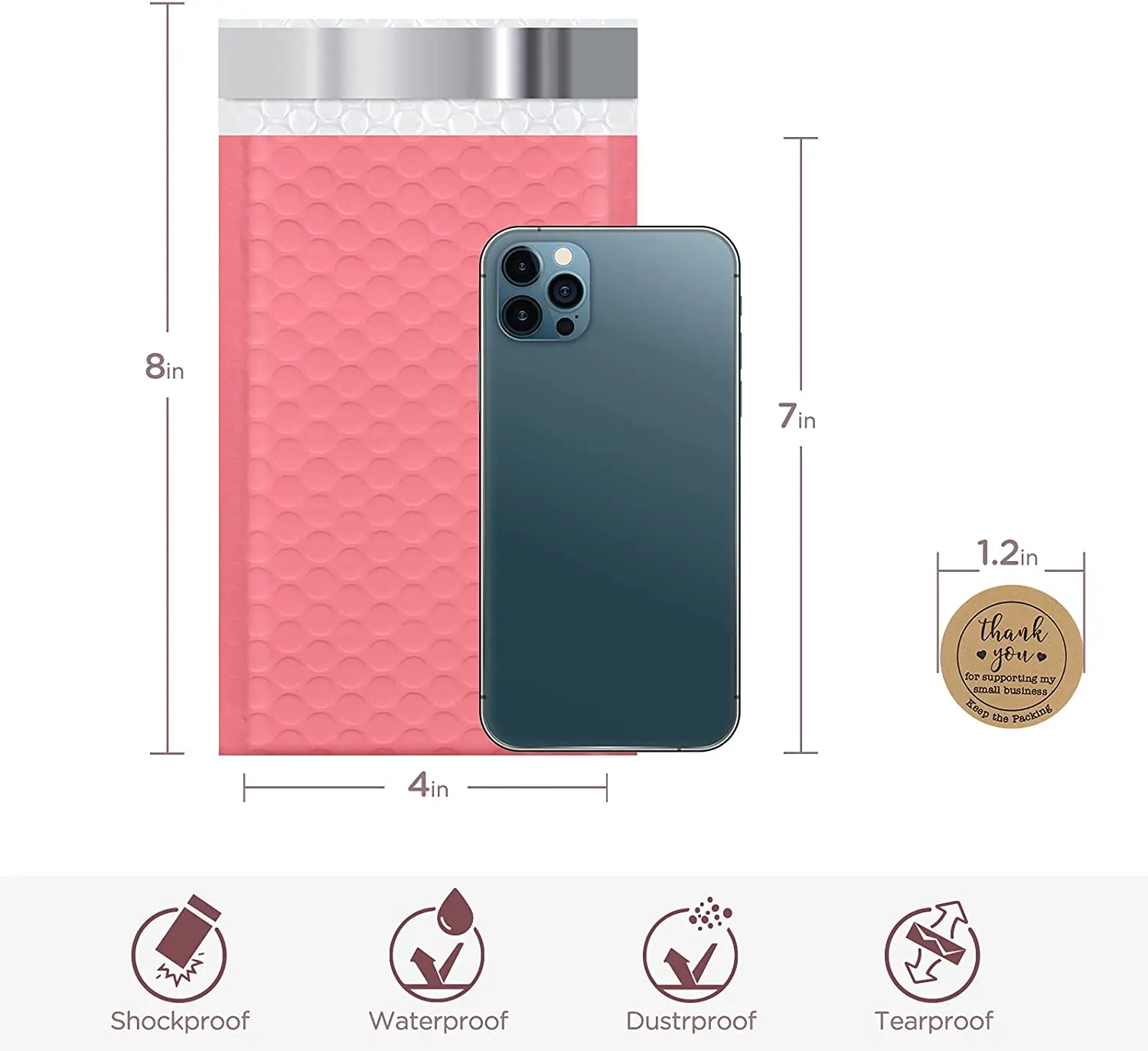 [USA Warehouse] Small Durable Padded Envelopes Coral Red, Shipping Bubble Mailing/ Packaging/ Delivery Bags, Bubble Mailers