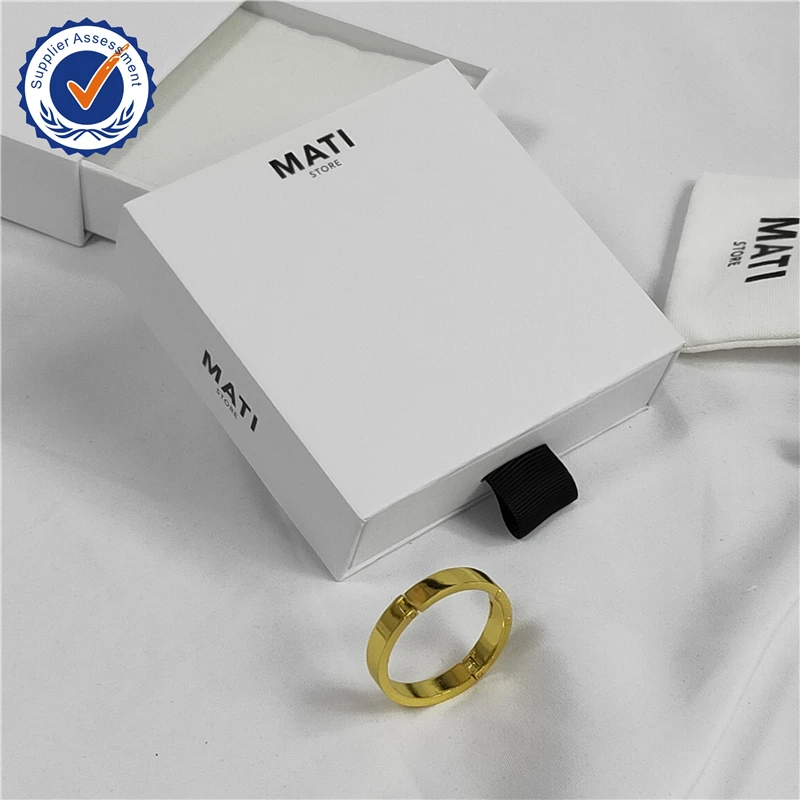 Custom Logo Printed Jewelry Gift Bag Necklace Box Package Slide Drawer Paper Box For Jewelry Packaging
