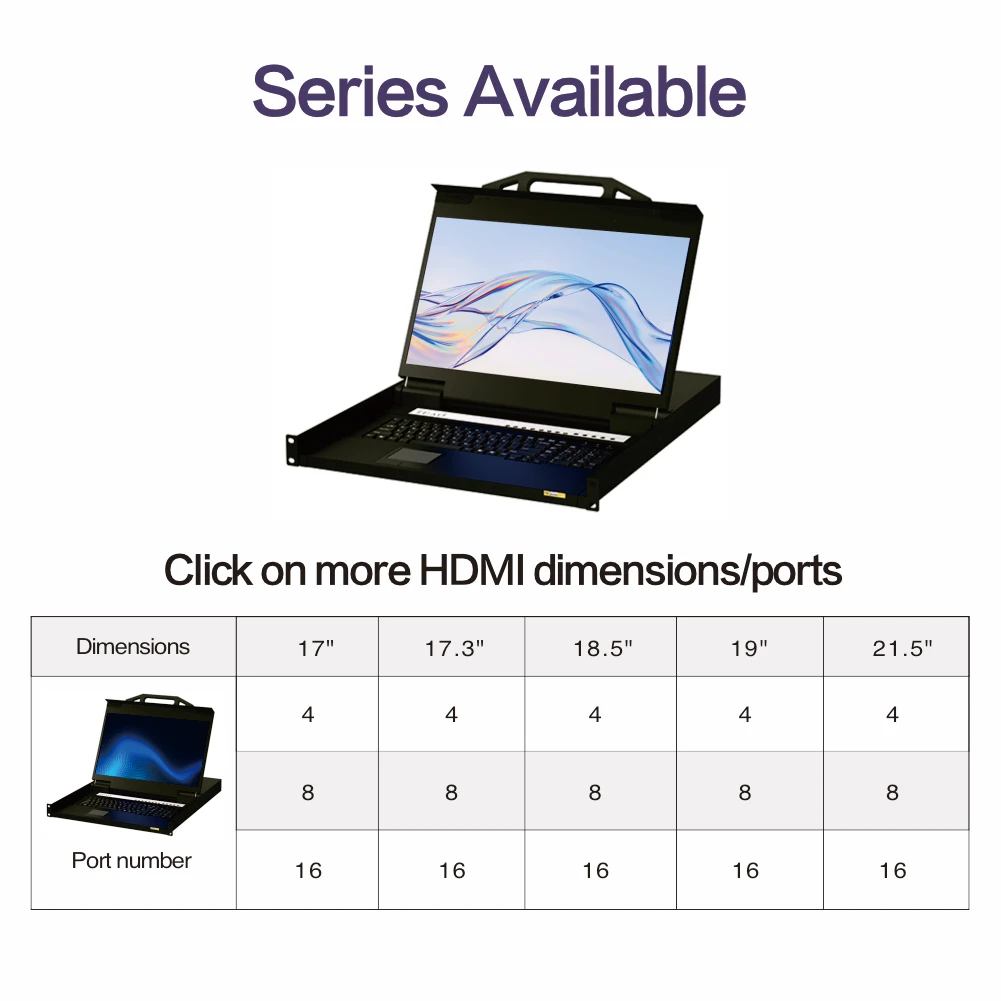 HDIM 1U rack mount 4K UHD 17.3 18.5 inch LCD kvm drawer 4 8 16 port kvm switch