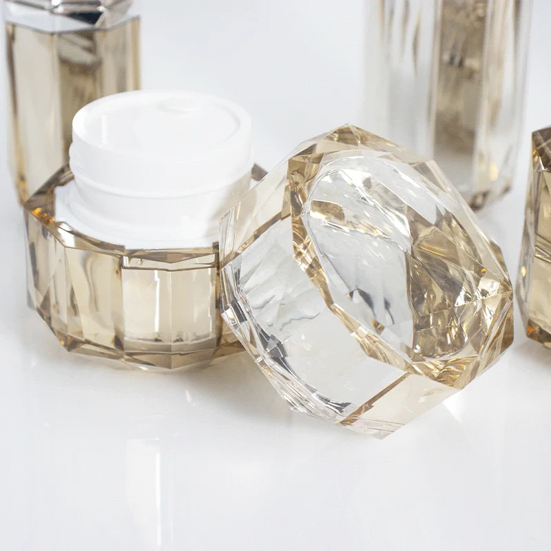 Graceful Lotion Cream Skincare Container Fashional Style Polygon Acrylic Bottle For Cosmetic Packaging