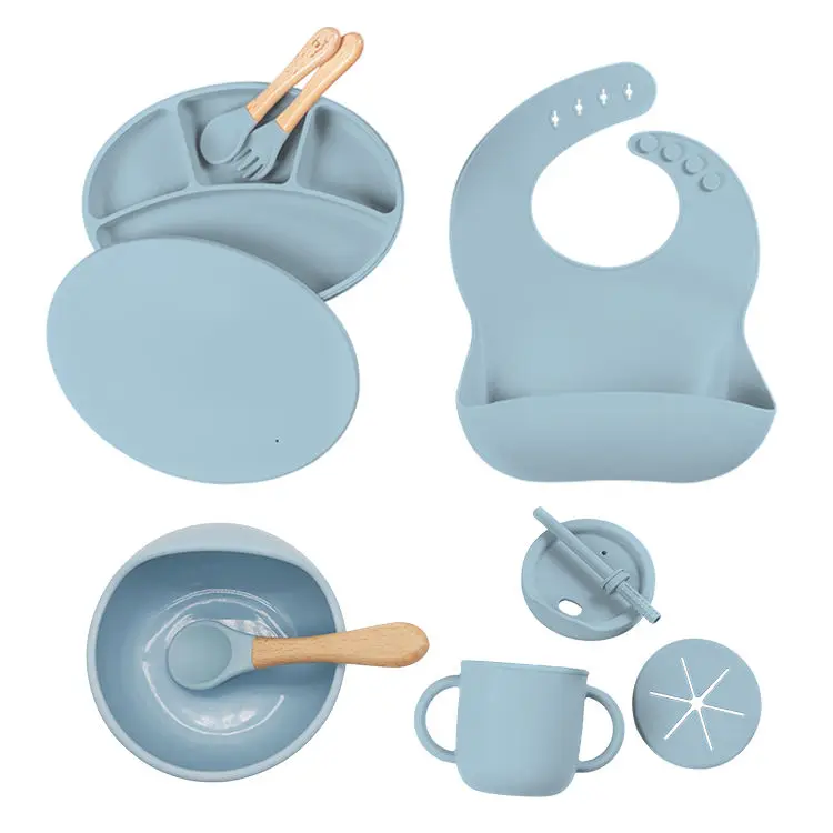 Reusable Anti-breakage Hot Designs on Amazon Silicone Baby Tableware Set With Divisions