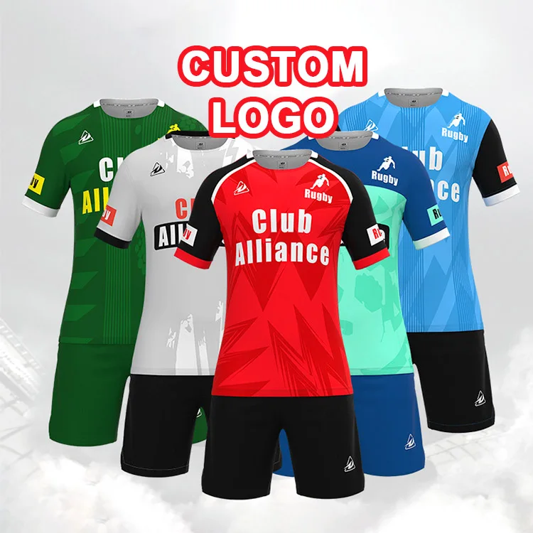 Rugby Soccer Sportswear Cotton Sublimation Tee Shirt camisetas de Custom Cheap Men Rugby Jersey Shirt Rugby Tracksuit short