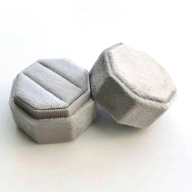 stock Low Moq factory price wholesale hexagon single ring velvet custom jewelry boxes packaging
