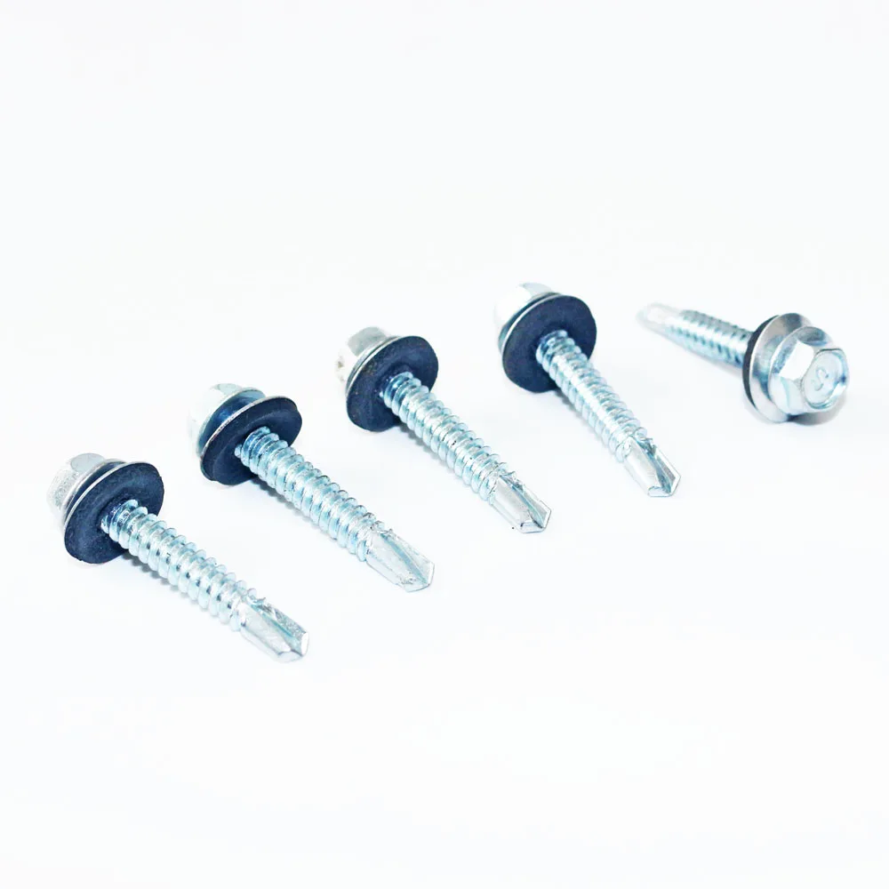 5.5mm Diameter and 25mm Long Hex Head Bonded EPDM Washer Self Drilling Zinc Coating Screws