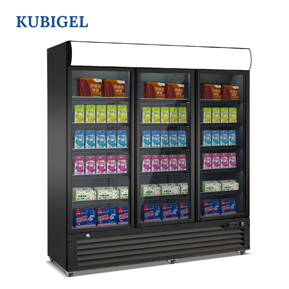 Large Size Multideck Display Upright Chiller 3Doors Supermarket Freezer Drinks Display Showcase Refrigerator