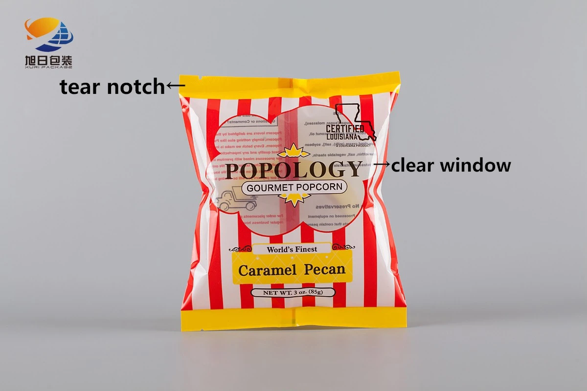 
Custom printed heat seal snack food packaging back sealed popcorn packing pouches snack food bags 