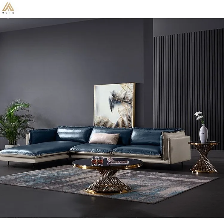 Hot sale   ten years guarantee Italian living room furniture hotel furniture air leather  dirty resistant sectional couch sofas