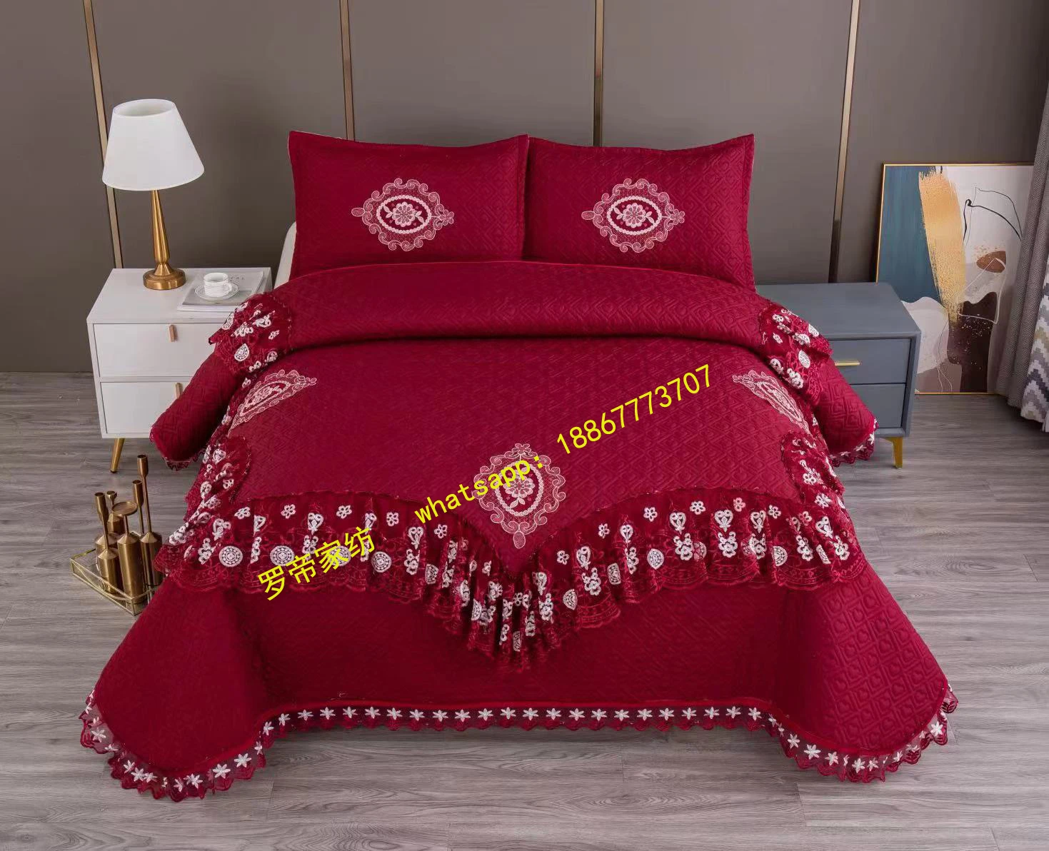 Home Textile Bedding Printed Ultrasonic Bed Cover Quilted Quilt Bed Cover Cross-border European and American foreign trade