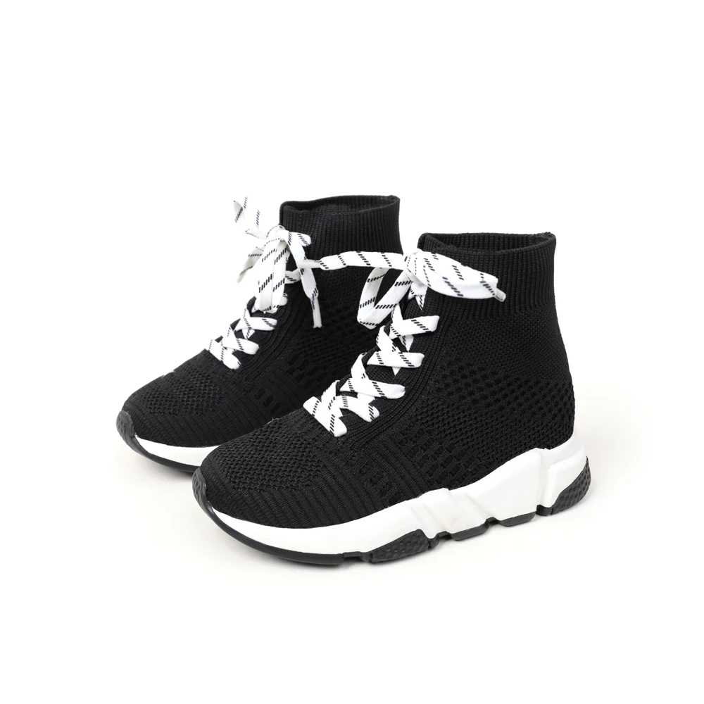 2022 Girls Boys High Top Mesh Sock Sneakers Toddler/Little/Big Kid Casual Fashion Footwear Children School Lace-Up Brand Shoes