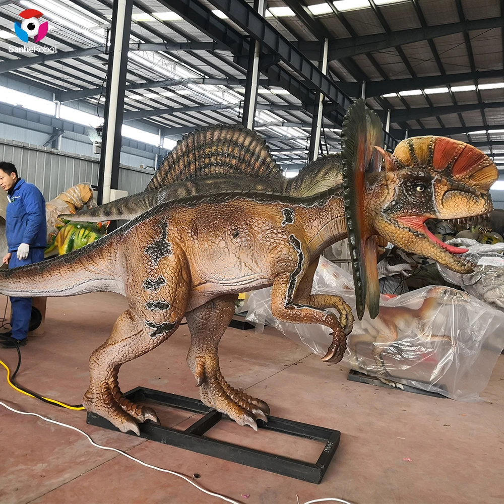 SANHE Outdoor Amusement Park Mechanical Dinosaur Animatronic Dinosaur Simulation Electric Dinosaur Model Double Crowned Dragon