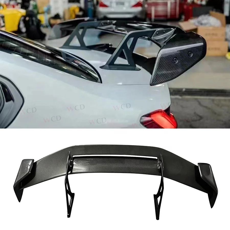 Real Carbon Fiber Universal Rear Spoiler For BMW M3 M4 G80 G82 F80 F82 Rear Swan Neck Wing Universal Spoiler