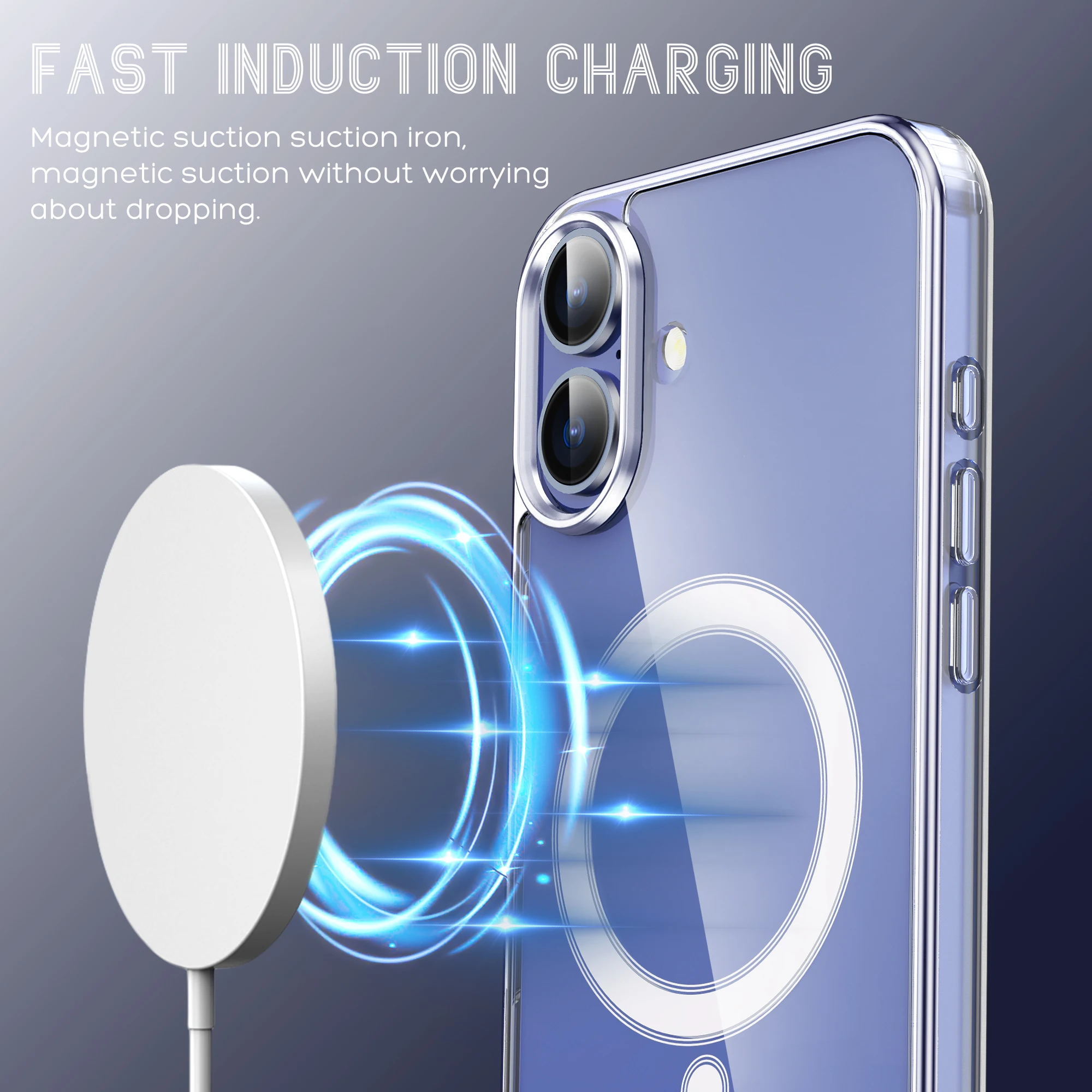 Luxury Clear Magnetic Phone Case for iPhone 16 Wireless Charging Camera Button Mobile Phone Case for iphone 16 pro