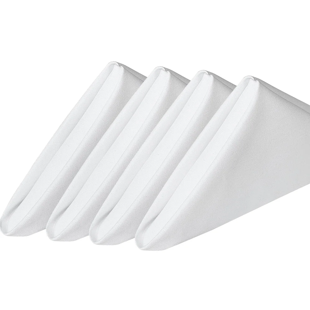 Wholesale Party Banquet Decoration White Napkins Satin Dinner Cocktail Table Napkins For Events Wedding Custom Logo Print