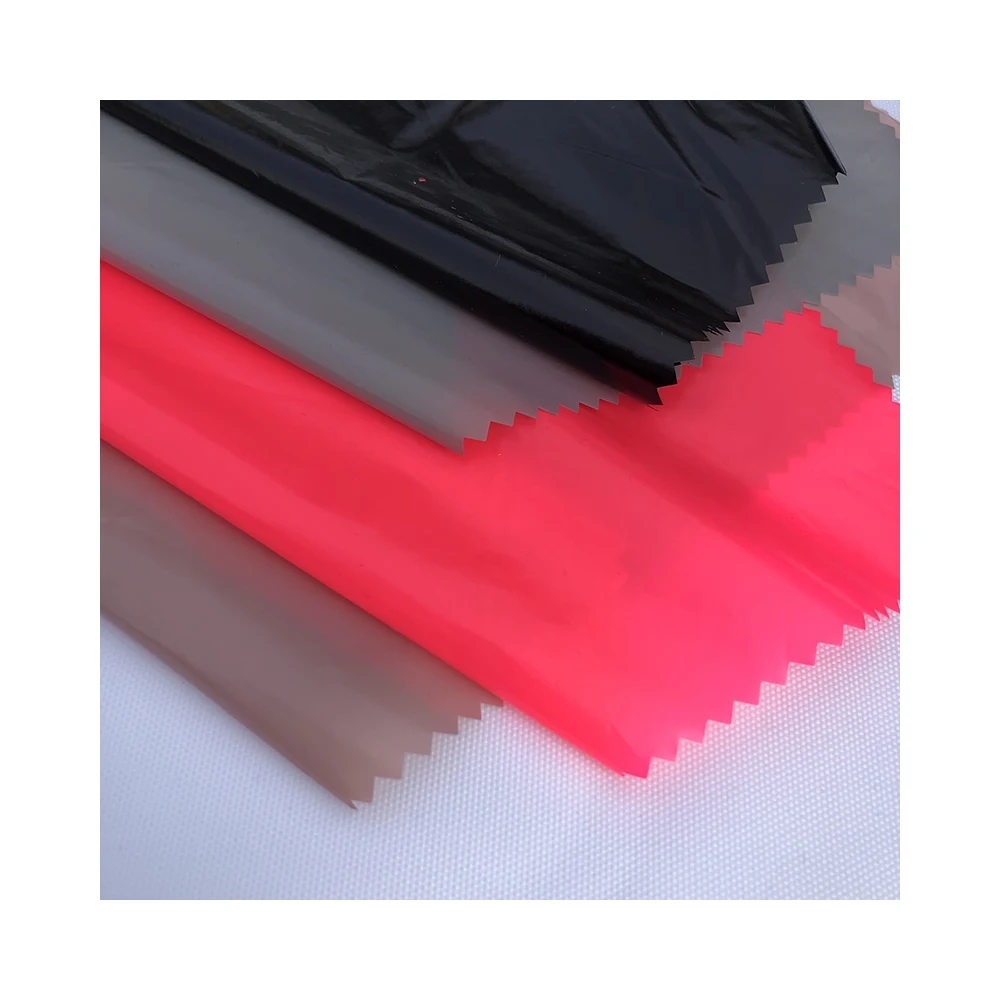 Soft And Smooth 380T  20D Ripstop  Plain Weave Nylon Fabric Bright PU Nylon Down Coat fabric
