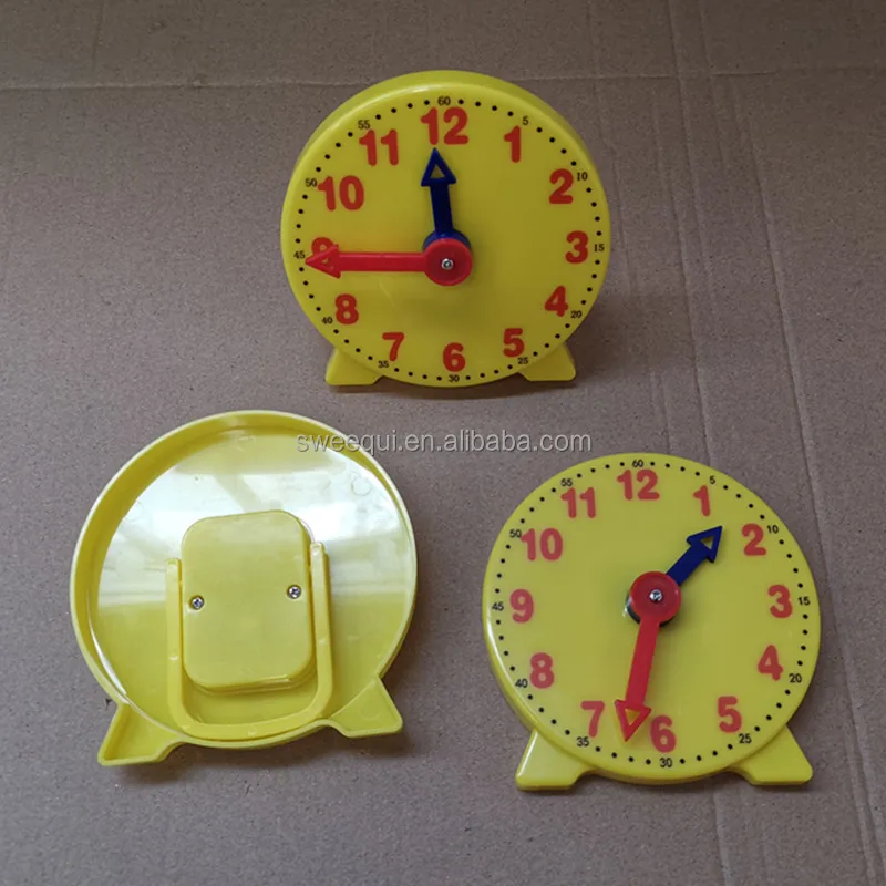 Student Learning Clock Time Gear Plastic 10cm Yellow Clock 12 Hour