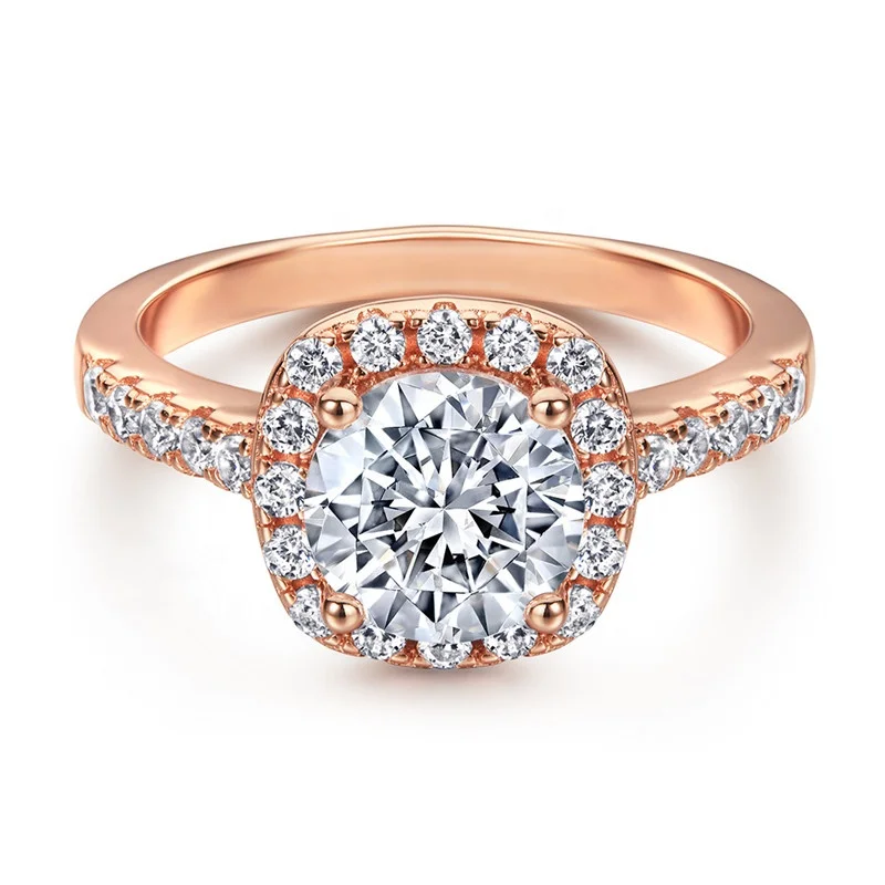 Wholesale customization dainty 925 silver moissanite ring rose gold diamond  moissanite ring wedding set jewelry