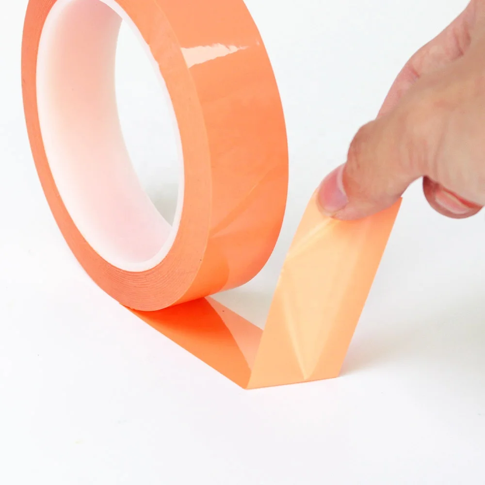 2- Orange Color Mara PET Film Acrylic Glue Self Adhesive 5S Pinstripe Transformer Insulation Mylar Polyester Electrical Tape