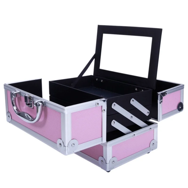 Professional aluminum travel cosmetic organizer makeup artist train case