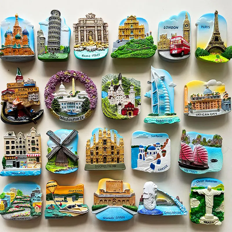 Custom Magnet Wholesale 3D France Tourist Souvenirs Resin Fridge Magnets Flag Refrigerator Magnet