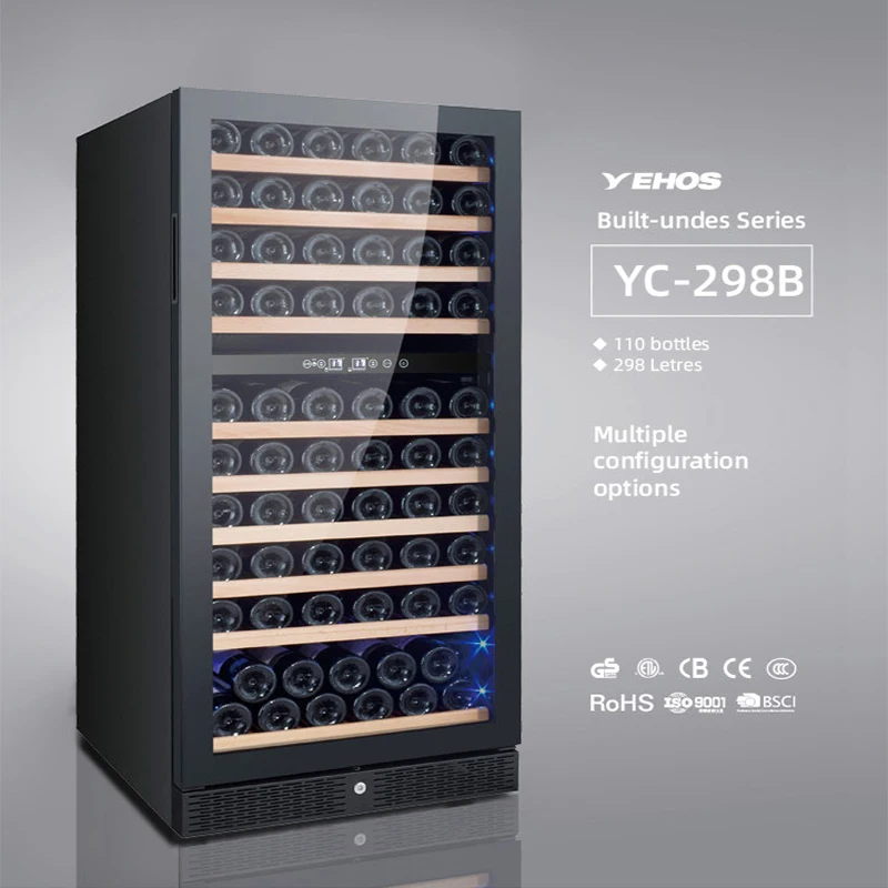 Bacchus Wine Refrigerator Bottles Wooden Shelves for Wine Compressor Dual Zone Wine Cooler Beverage Refrigerator ODM