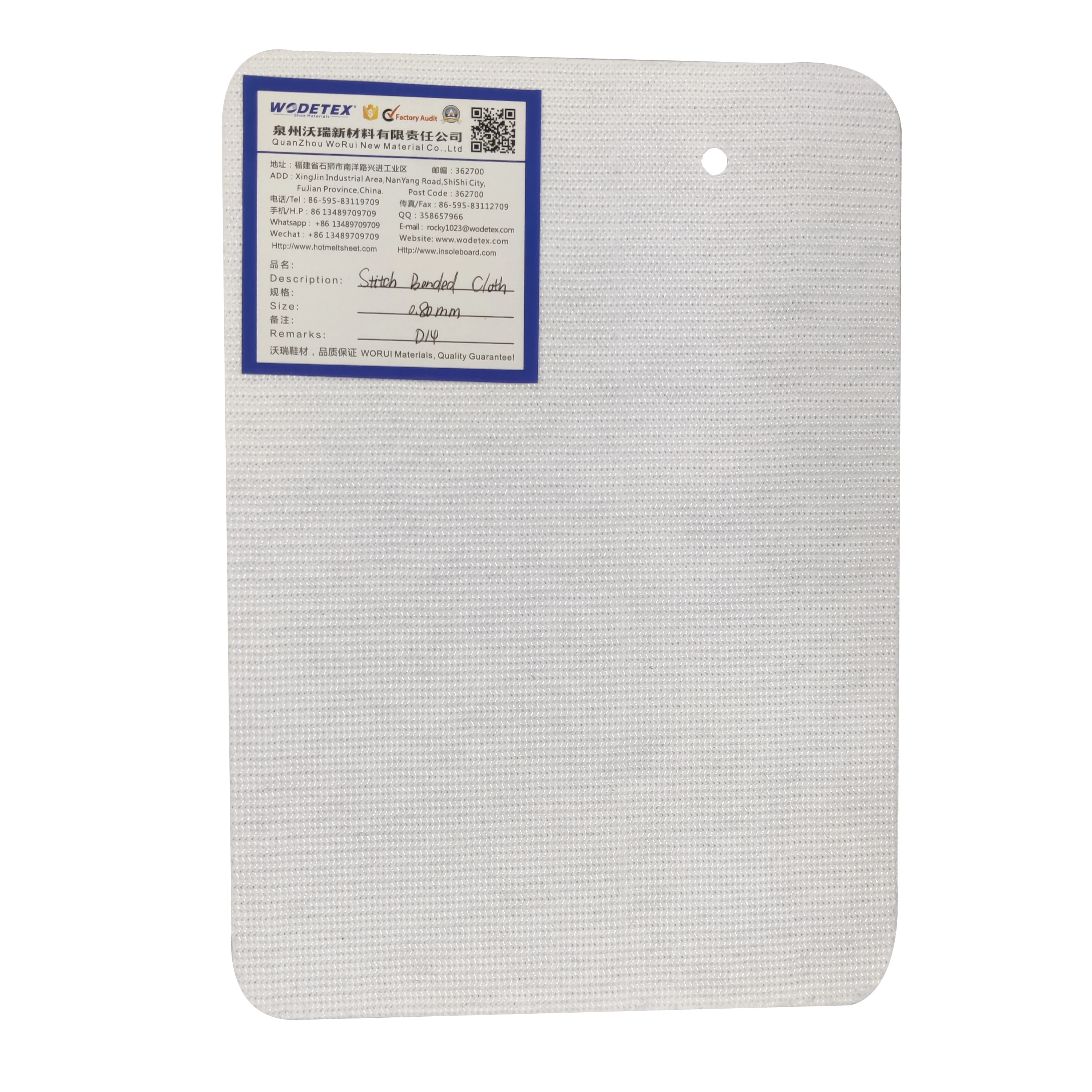 Flame-Resistant Stitch Bonded Nonwoven Fabric Stitch Bonded Cloth for Shoes Making