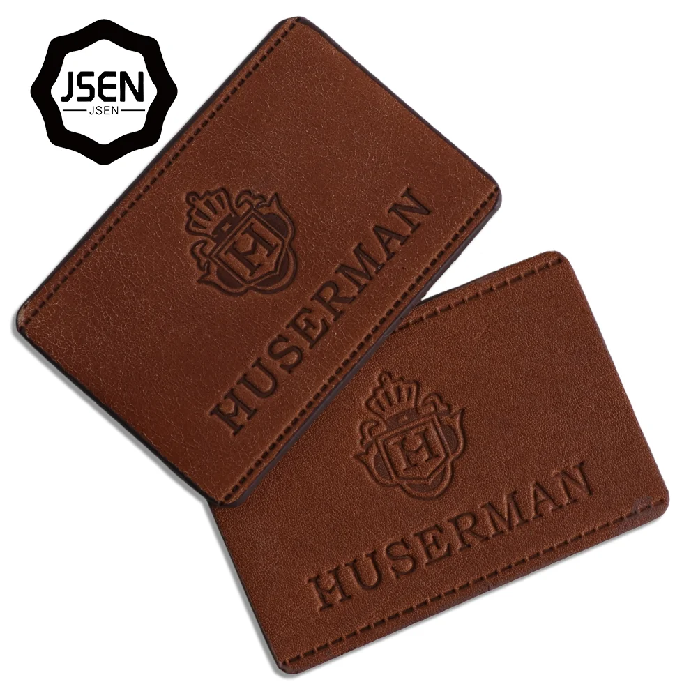 Clothing trademark leather brand embossed color change letter silk printing pu hardware leather label logo free design