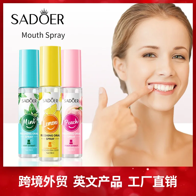 SADOER Lemon peach mint Freshener to remove bad Breath Oral Spray for Men and Women Long-lasting portable oral Spray