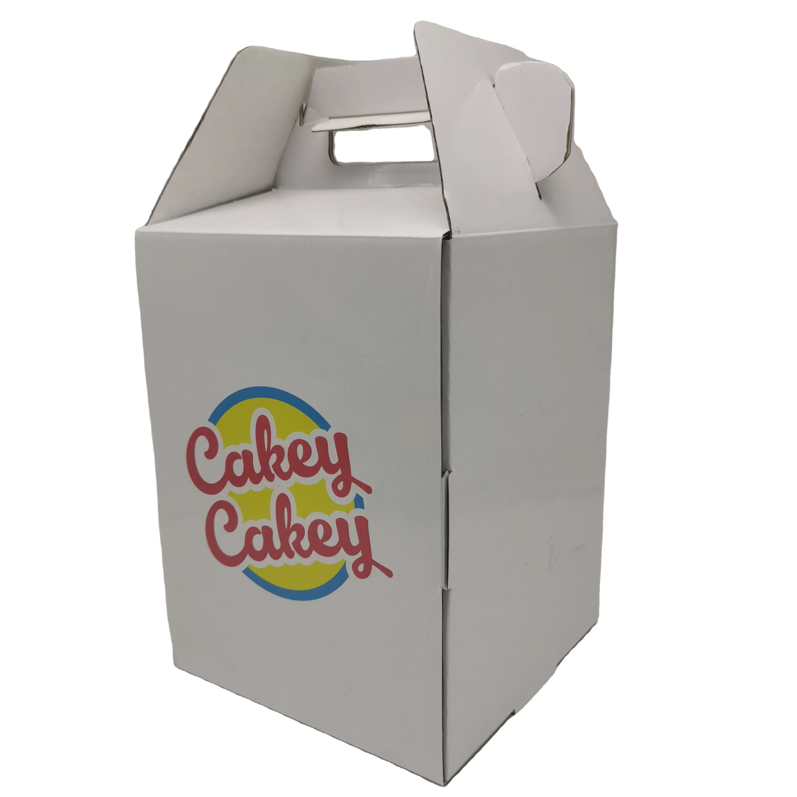 factory wholesale corrugated paper custom tall cake box with handle