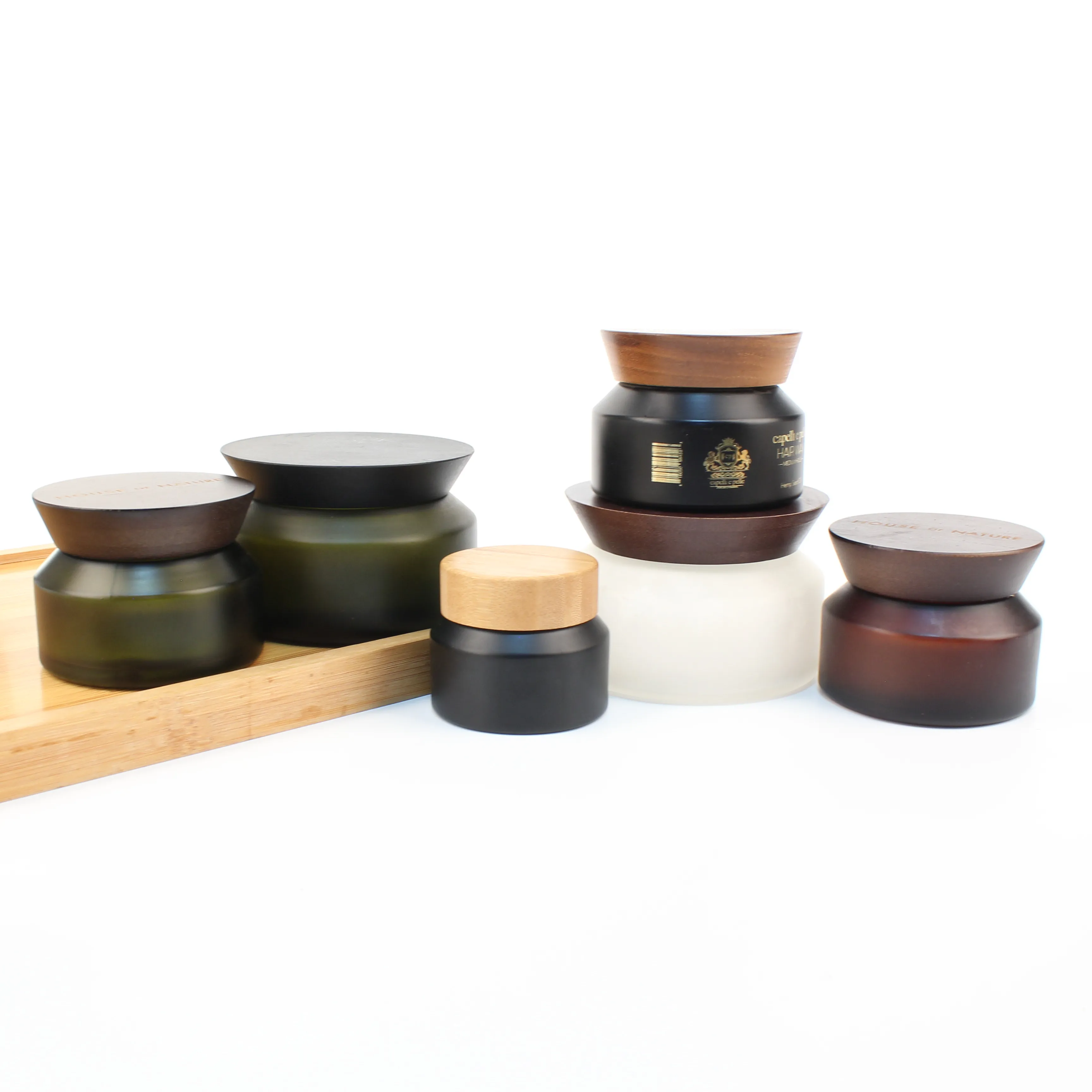 100 мл 200 косметический зеленый матовый косые сумки на плечо со стеклянным кувшином из бамбука с завинчивающейся крышкой BB-138C