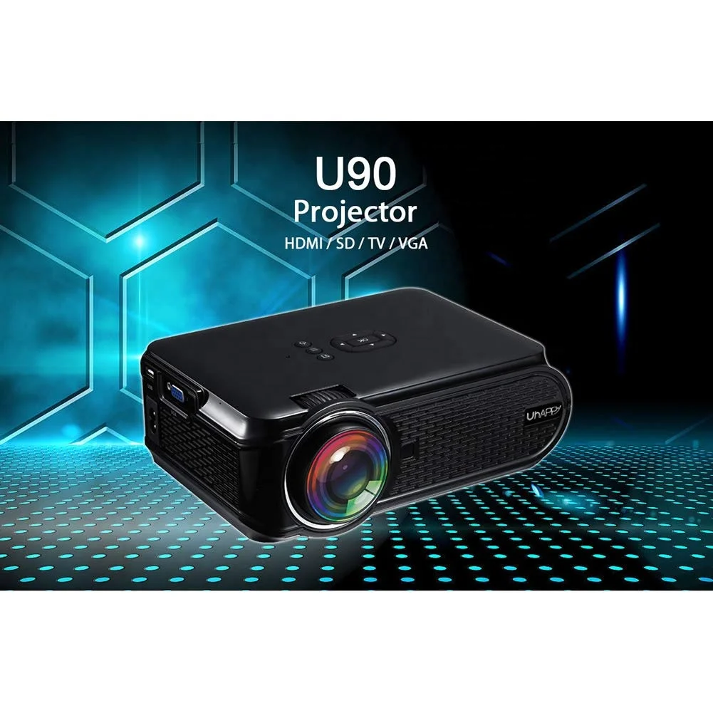  Новый Популярный светодиодный мини-проектор Uhappy U90 800x480 лм домашний кинотеатр проектор с дистанционным управлением USB/ VGA/ SD/AV/