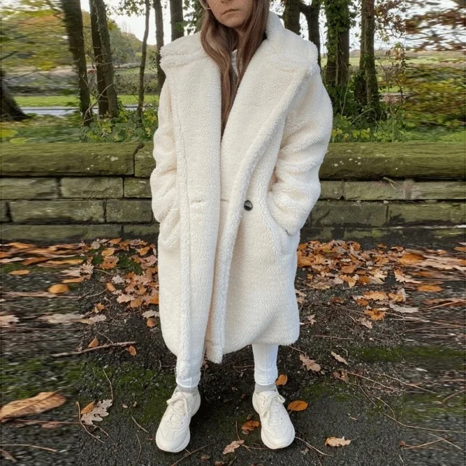Autumn winter factory sale teddy coat wool fabric girls winter kids wool sheep long leather shearling handmade coat