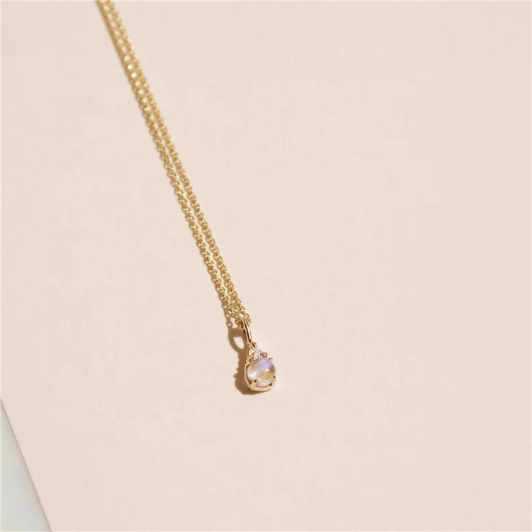 Gemnel Birthstone 925 Sterling Silver Jewelry Pendant Moonstone Necklace