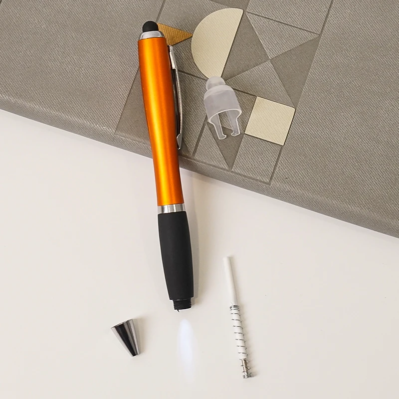 Wholesale Custom Advertisement LOGO LED Laser Light-Up Ballpoint Pen Personalized Rubber Grip Pen for Gift