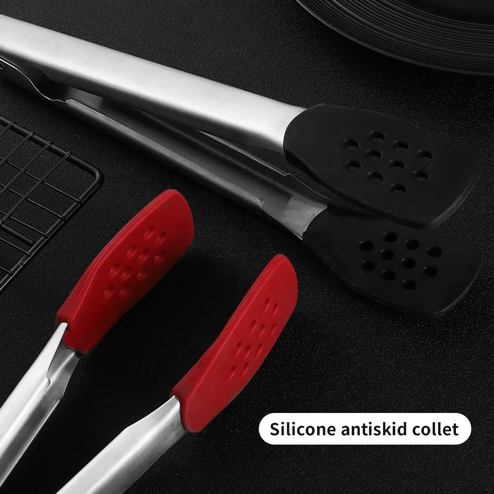 
Food grade stainless steel silicone steak clips Korean BBQ tongs 