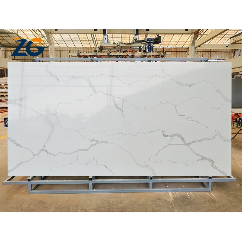 ZGSTONE Calacatta White Durable Modern Customizable Vanity Top Slab Artificial Quartz Stone Top Countertop