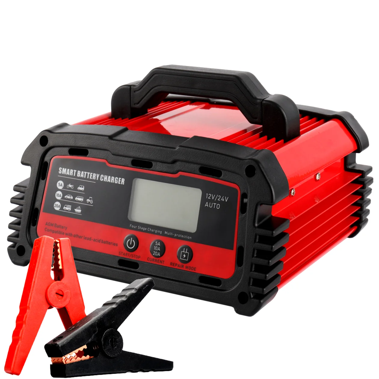 Fully Automatic Car Battery Charger 12/24V 8A Touch Screen Pulse Repair LCD Fast Power Charging Wet Dry Lead Acid Battery