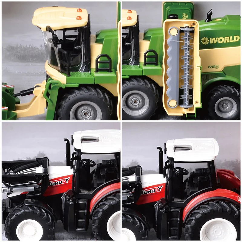 1:24 Lawn Mower Children Play Gift 6 Channel RC Truck Tractor Juguete Metal Rapping Machine 1:24 2.4G RC Farm Harvester
